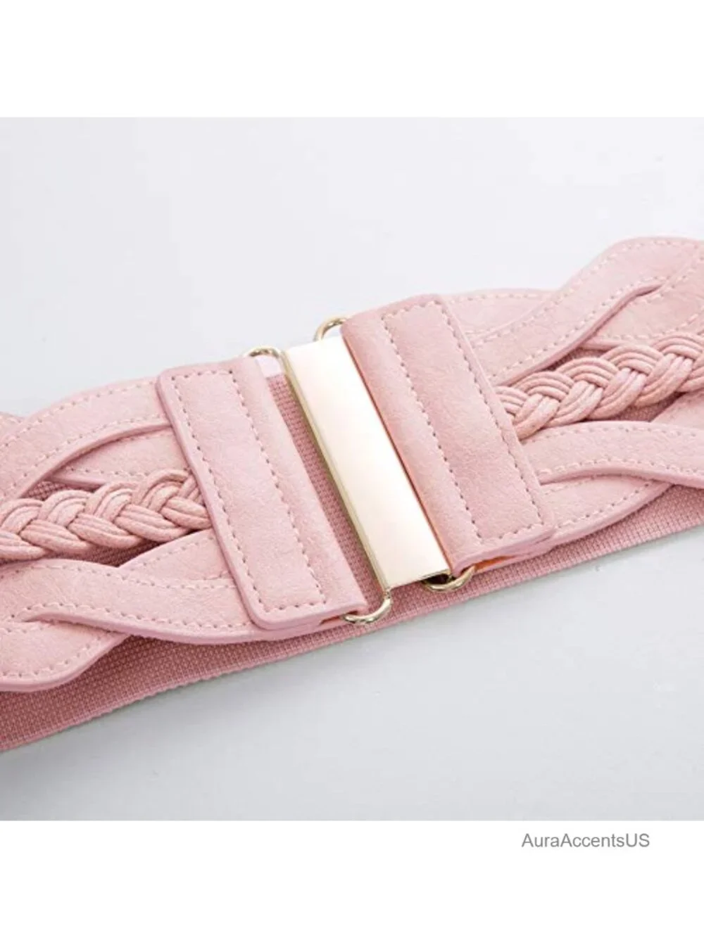 Elastic Wide Belt 3 Inch Stretchy Vintage Fashion Cinch Belt Retro Woven Hook &
